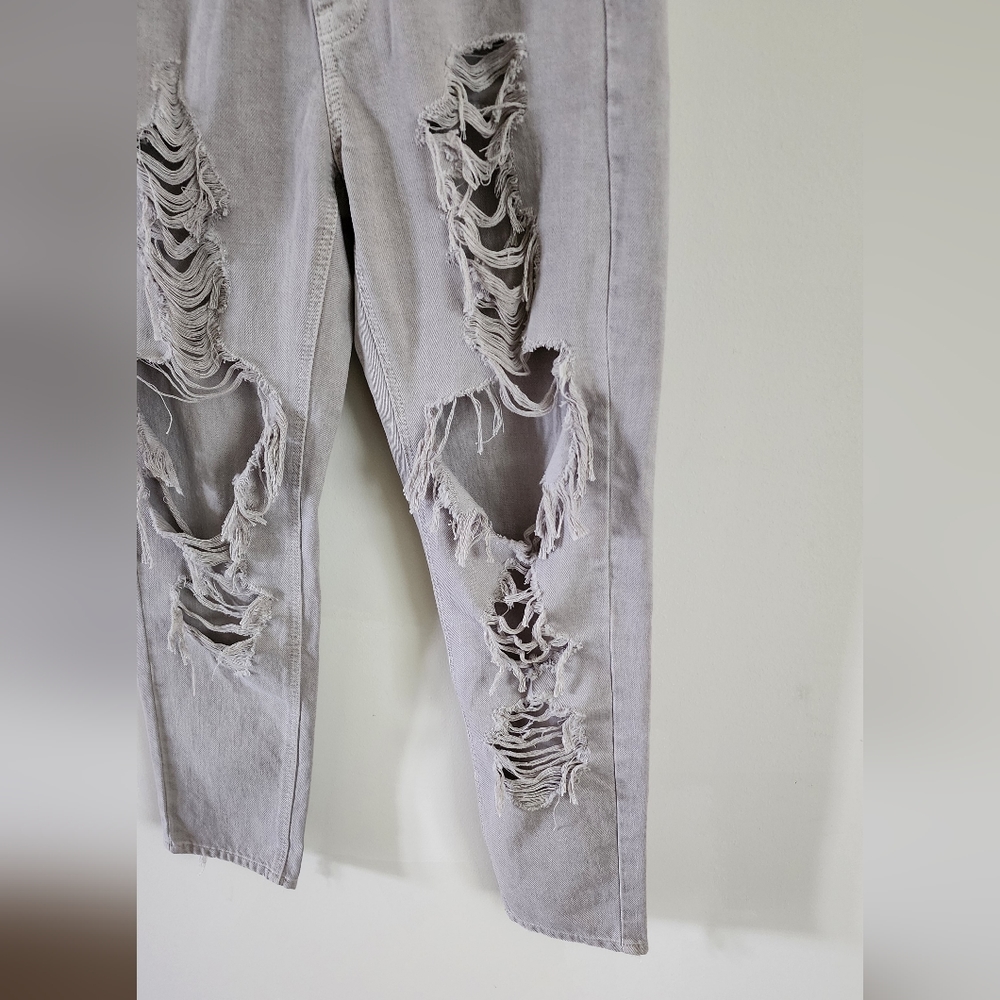 American Eagle Distressed Mom Jean Womens 6 Gray Boho Grunge Festival - Picture 2 of 9
